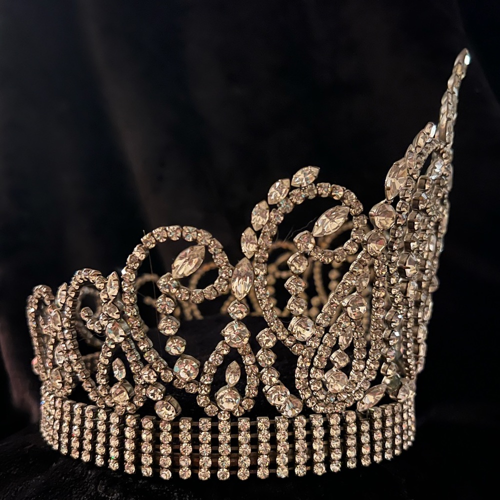 7” Rhinestone Crystal Vintage Pageant Tiara Crown - Picture 6 of 10